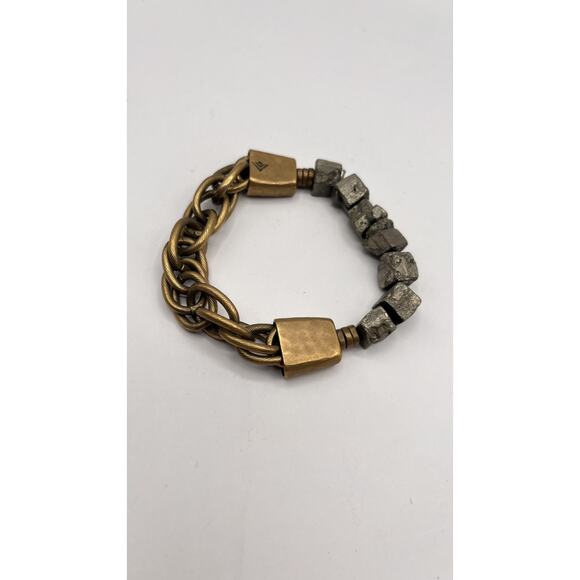 Silpada Neutral Stretch Chain/Nugget Bracelet Brass Chunky Heavy Vintage RARE - Picture 1 of 7